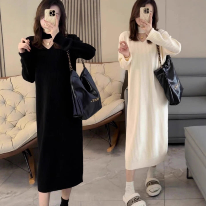 Knitted dress for women with an elegant ribbed structure Lune London
