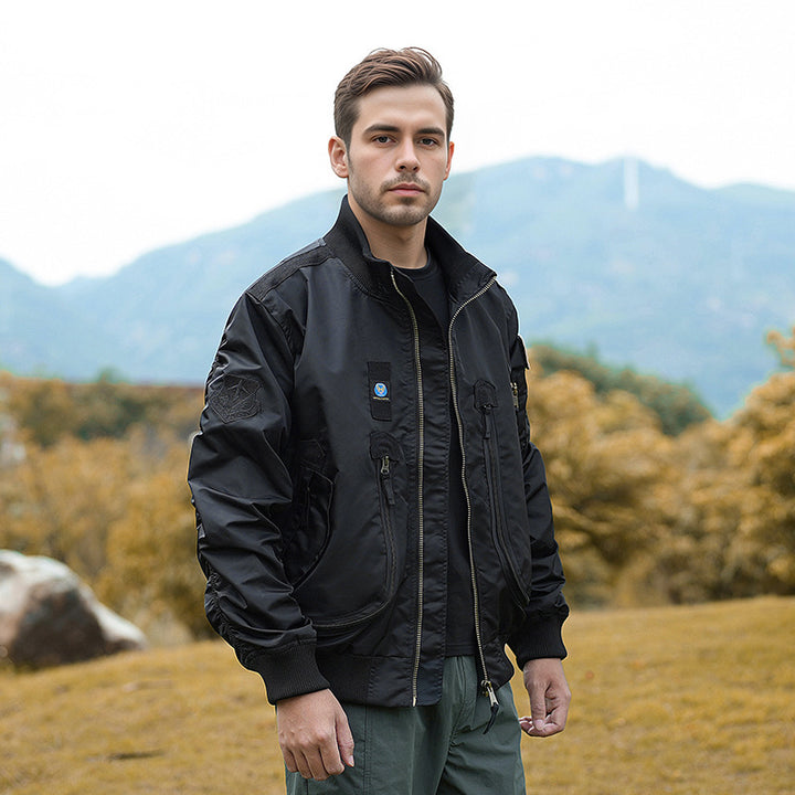 Technical bomber jacket for men with functional pockets Lune London