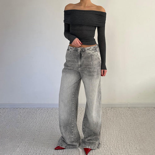 Flared women's jeans with trendy worn look Amarae