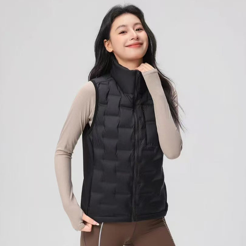 Women Light Thermo Quilted Vest with Stand-up Collar and Wind-resistant Side Inserts Amarae