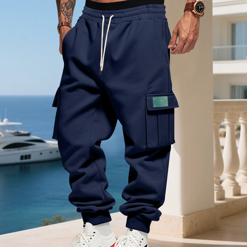 Men's cargo jogger pants with elastic waistband and practical pockets Lune London