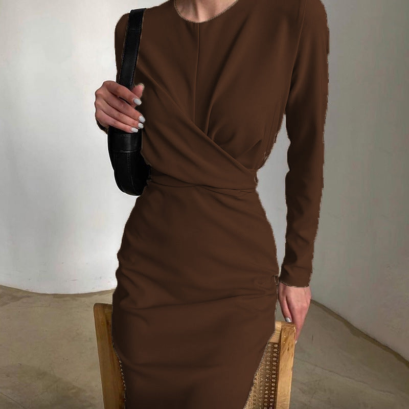 Women Elegant wrap dress with long sleeves and fluid cut Lune London