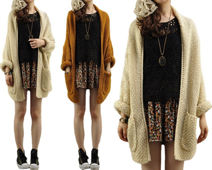 Chunky knit cardigan for women with raw edges and practical pockets Lune London