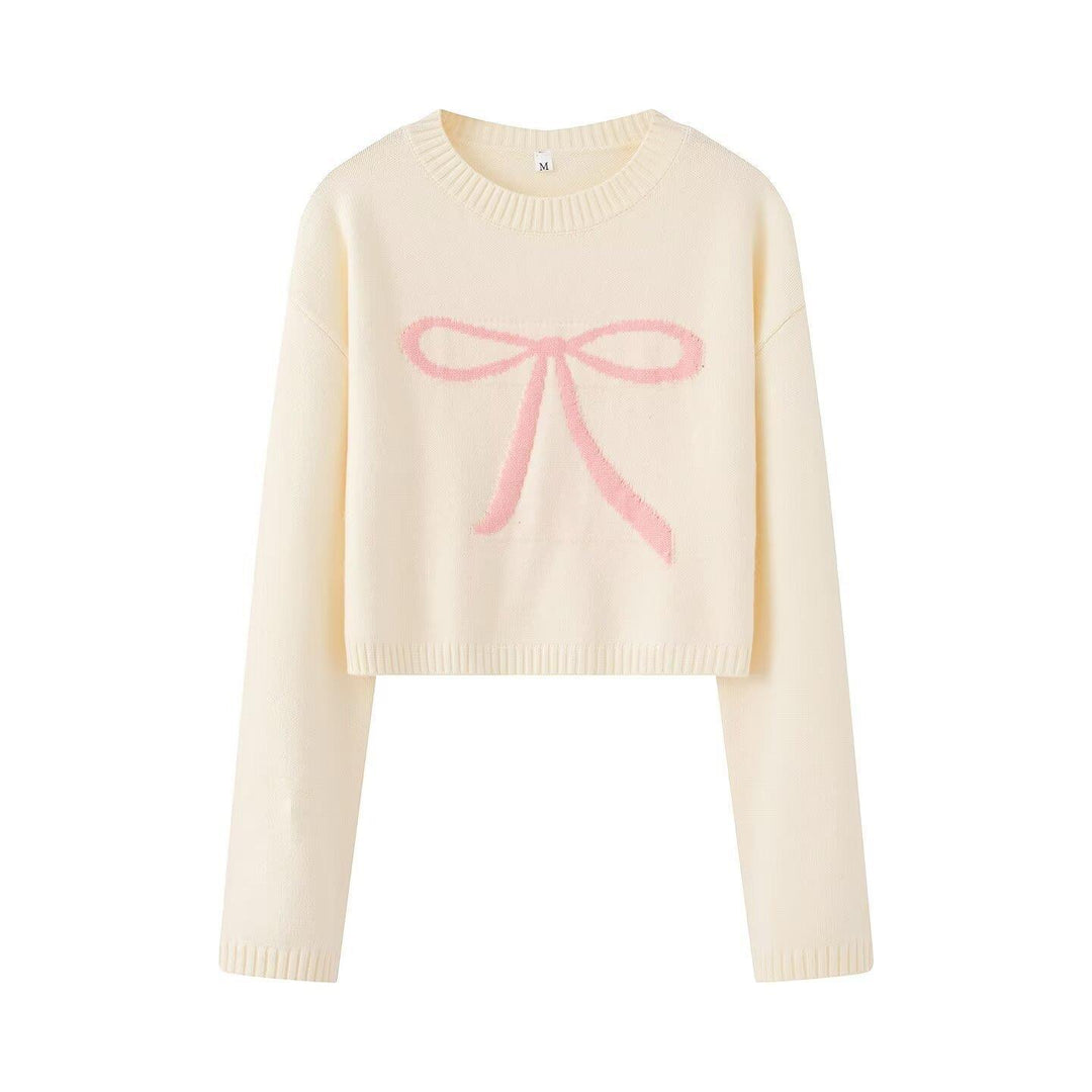 Short knit pullover for women with decorative knot design Lune London