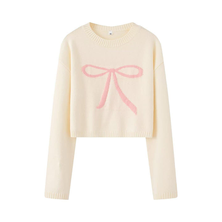 Short knit pullover for women with decorative knot design Lune London