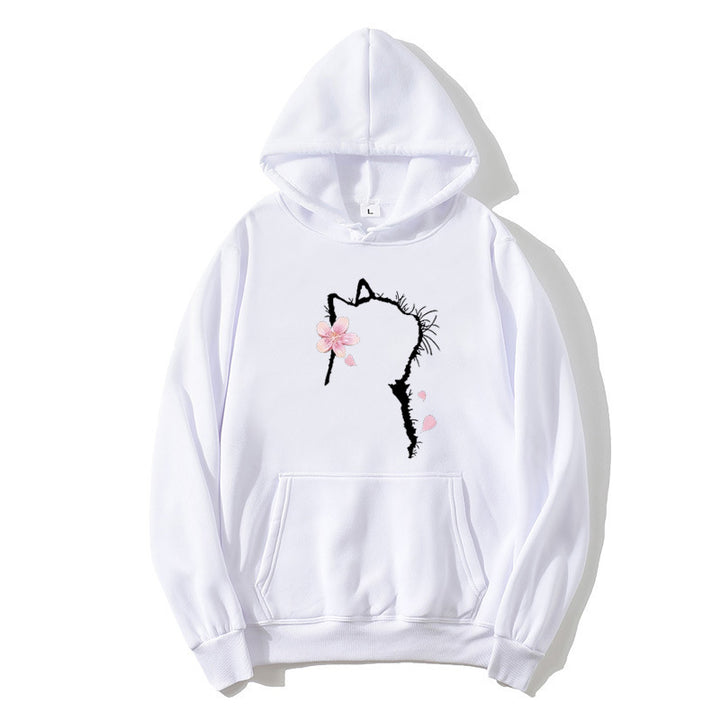 Women's hoodie with floral cat design Chic & Stil
