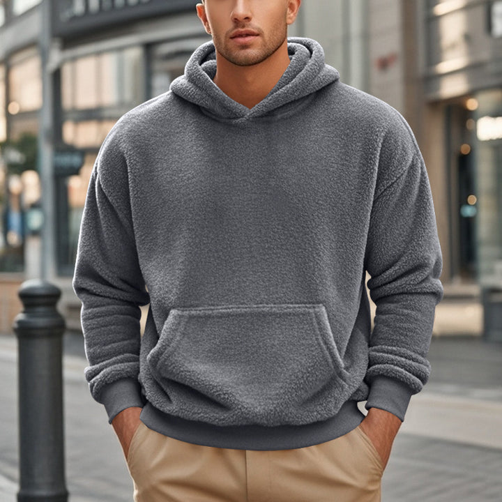 Men's Fleece Hoodie with kangaroo pocket and modern cut Lune London