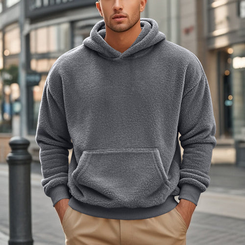 Men's Fleece Hoodie with kangaroo pocket and modern cut Amarae