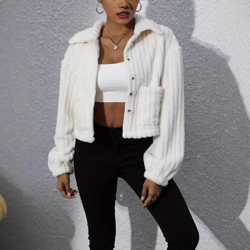 Amarae plush overshirt for women with couture style and pockets
