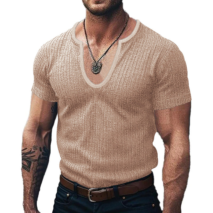 Men's V-neck ribbed T-shirt Lune London