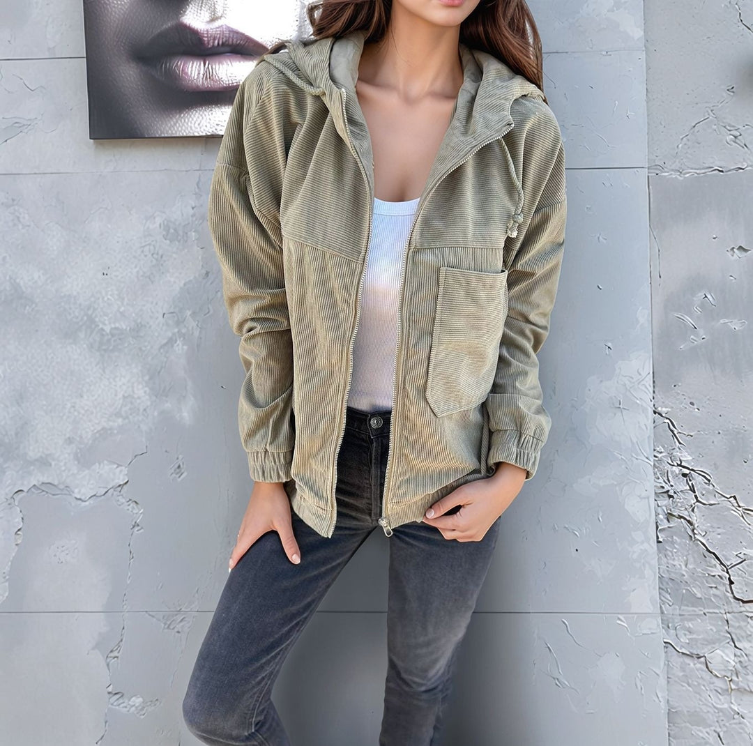 Cotton zip-up jacket with practical pockets for women Lune London