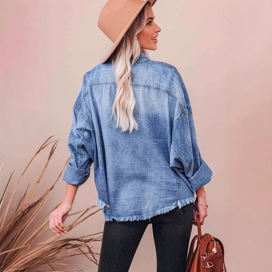 Casual oversized denim shirt for women with patch pockets Lune London