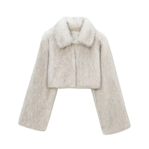 Faux fur jacket for women with elegant cut and wide sleeves Amarae
