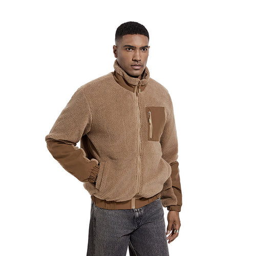Fleece jacket for men with high collar and side zip pockets Amarae