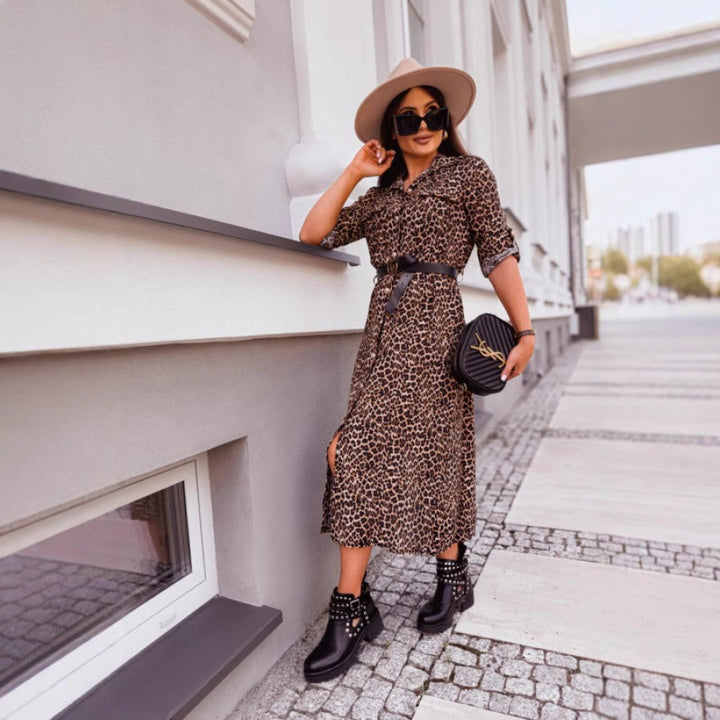 Chic animal print shirt dress for women Lune London