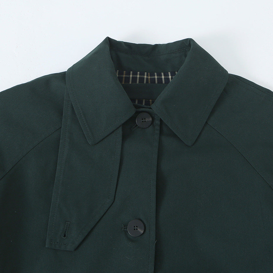 Women's Water-Repellent Trench-Inspired Coat with Shirt Collar and Patch Pockets Amarae