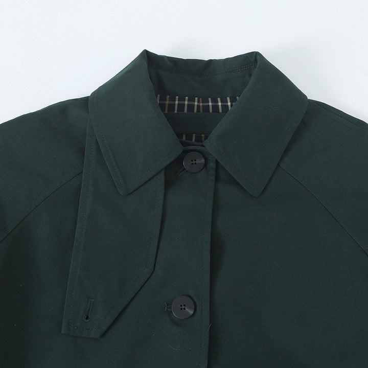 Women's Water-Repellent Trench-Inspired Coat with Shirt Collar and Patch Pockets Amarae