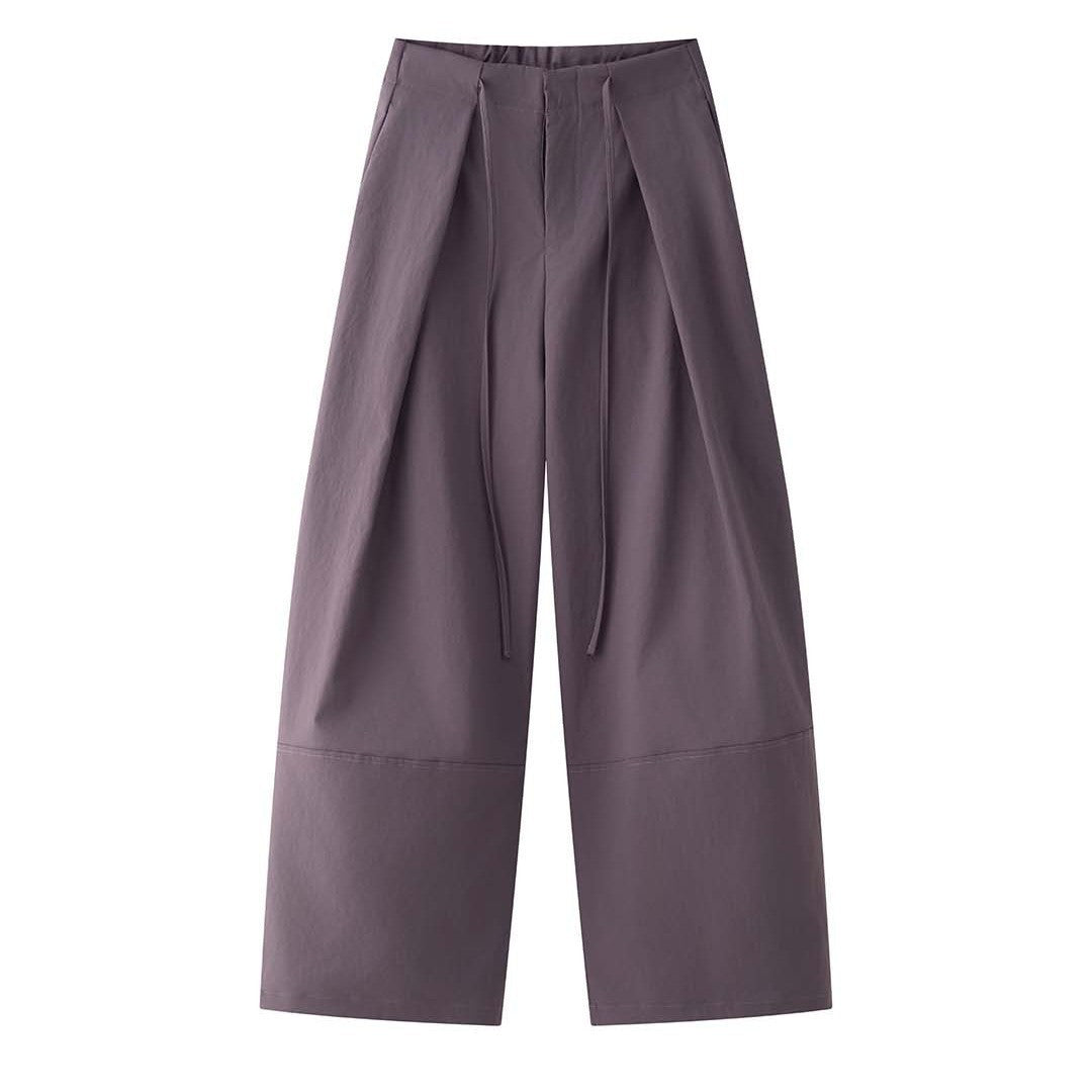 Ladies Extra Wide High-Waist Culotte with Draped Front Panel and Drawstring Waist Amarae