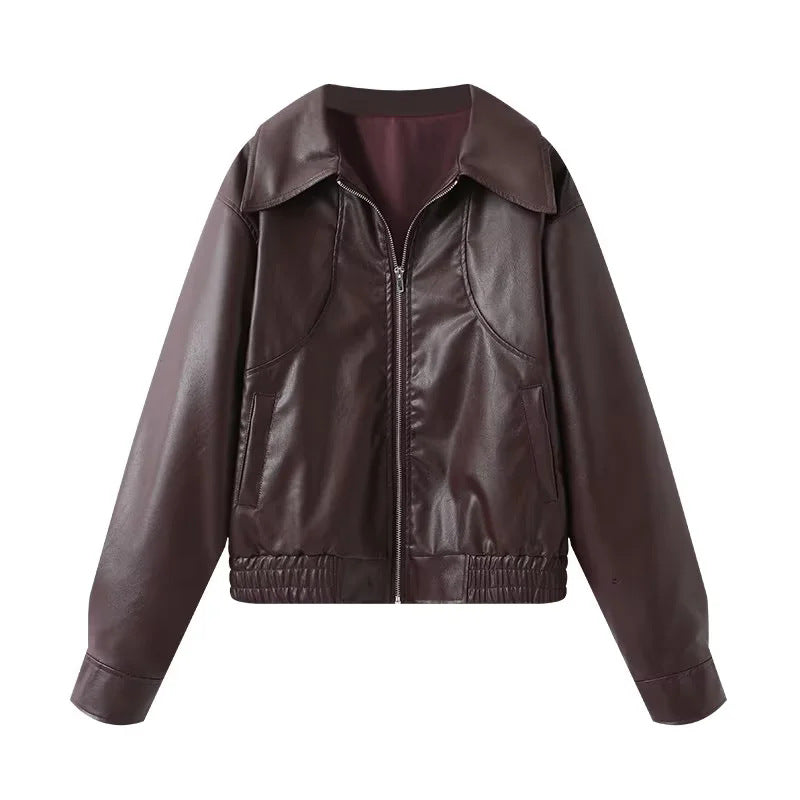Faux leather jacket for women with a loose fit and casual details Lune London