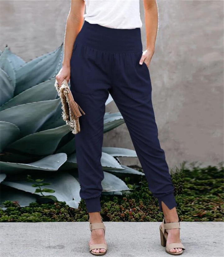Sport leisure pants for women with elastic waist and pockets Lune London