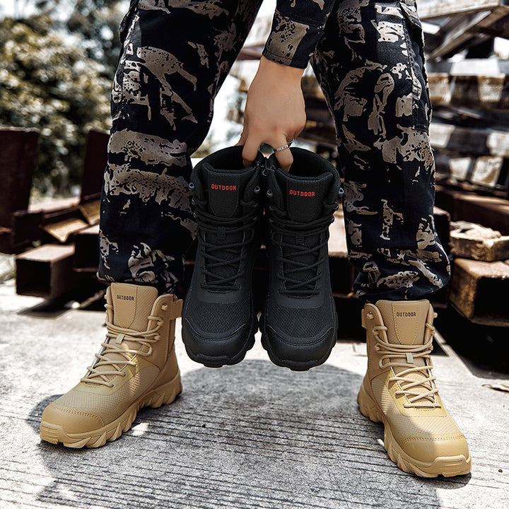Men's High-Cut Tactical Trekking Boots with Profiled Outdoor Sole Construction Amarae