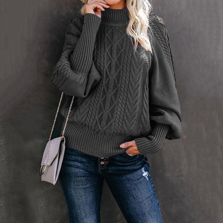 Knit sweater for women with high collar and textured design Lune London