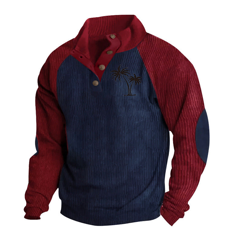Casual men's sweater with trendy high collar and contrasting sleeve structures Lune London
