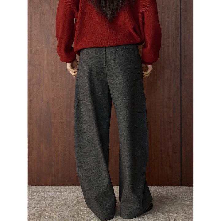 Women's high-waisted wool blend palazzo pants with wide leg and crease Amarae