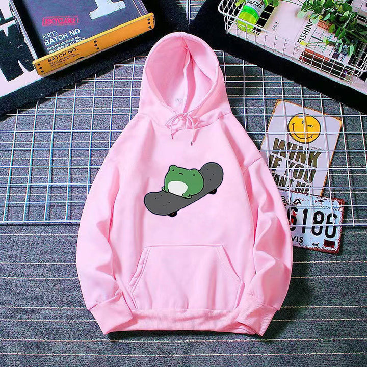 Women's hoodie with humorous frog design Chic & Stil