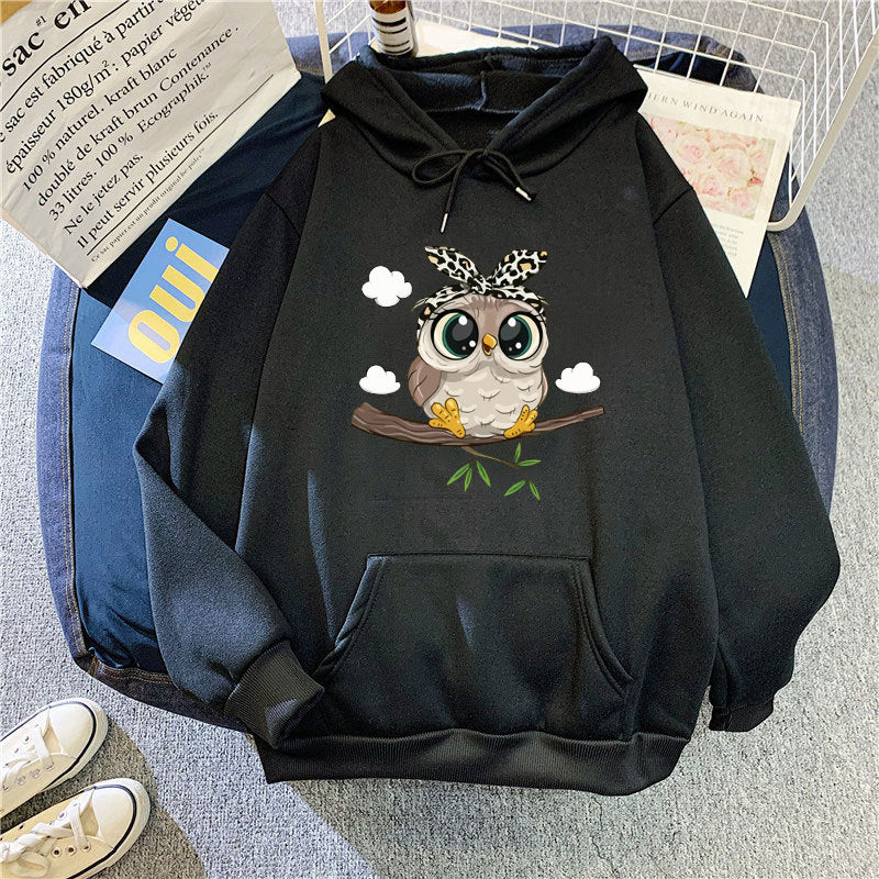 Women's hooded sweatshirt with cute owl motif Chic & Stil