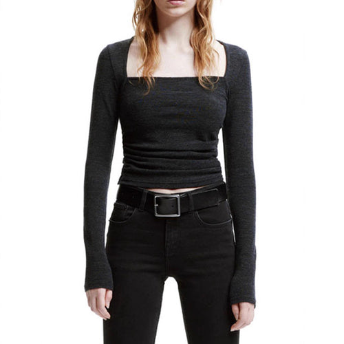 Haut à manches longues pour femmes avec décolleté carré et coupe ajustée Chic & Stil