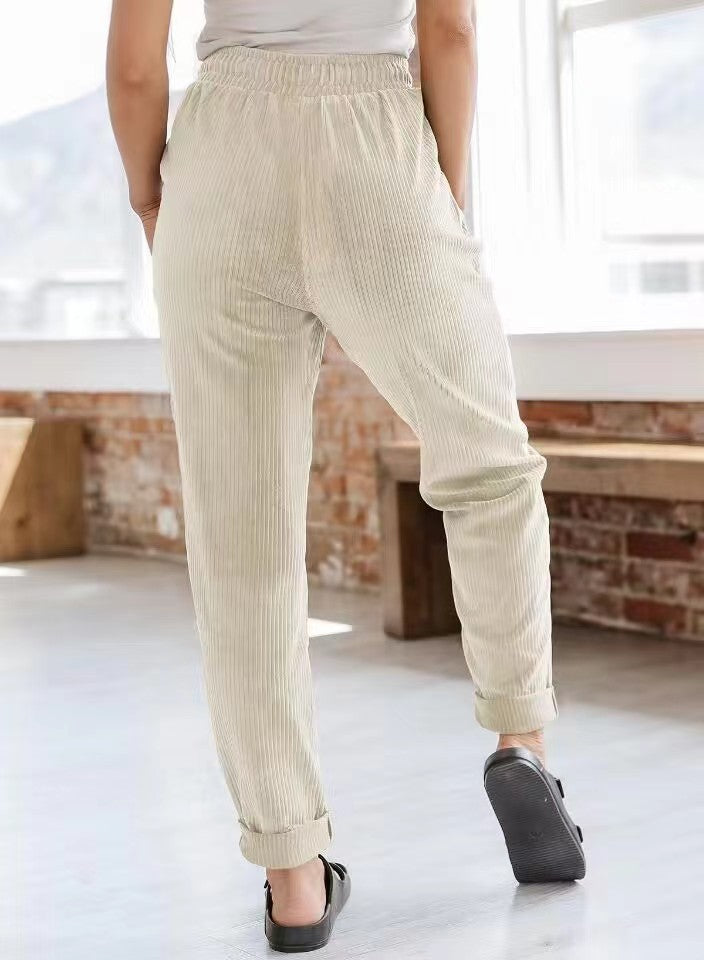 Ladies Comfortable Corduroy Leisure Pants Lune London