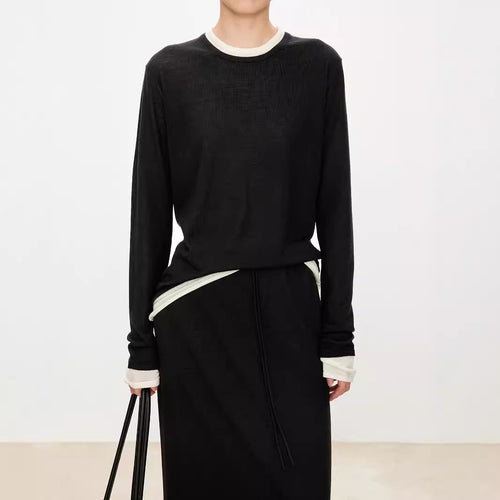 Chemise femme à manches longues en tricot fin de haute qualité Chic & Stil