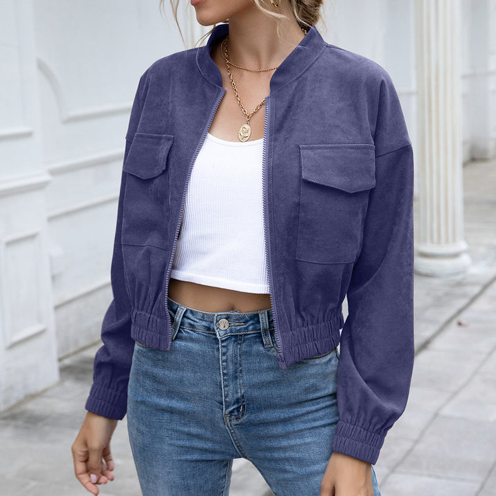 Women's bomber jacket with elastic waist and applied pockets Lune London