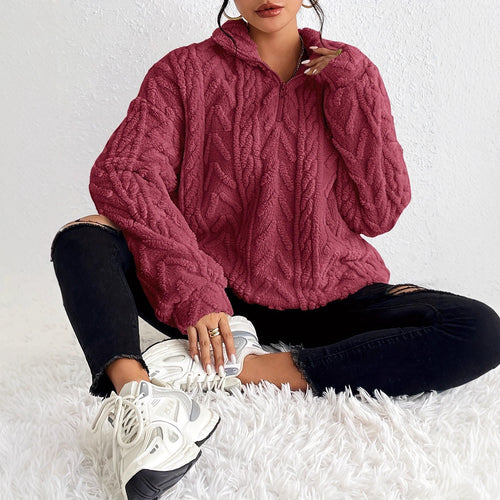 Comfortable fleece sweater for women with zipper Amarae
