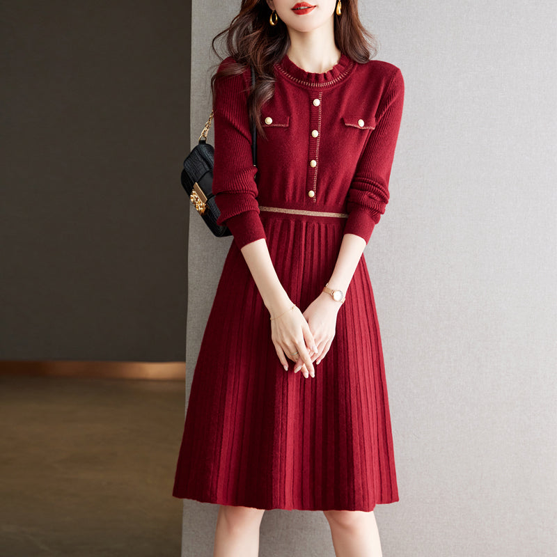 Knit dress for women with an elegant back and a high collar Lune London