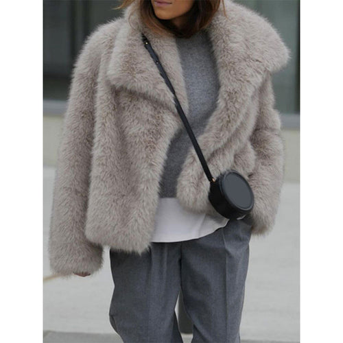 Ladies Soft Teddy Jacket with Wide Lapels Amarae