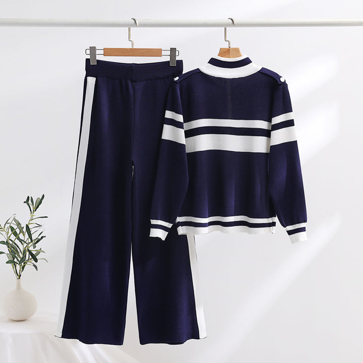 Knitted sports leisure set for women with ribbed design and practical pockets Lune London