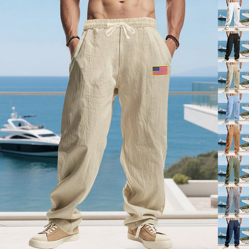 Men's Casual Leisure Pants with Elastic Waistband and Practical Side Pockets Amarae