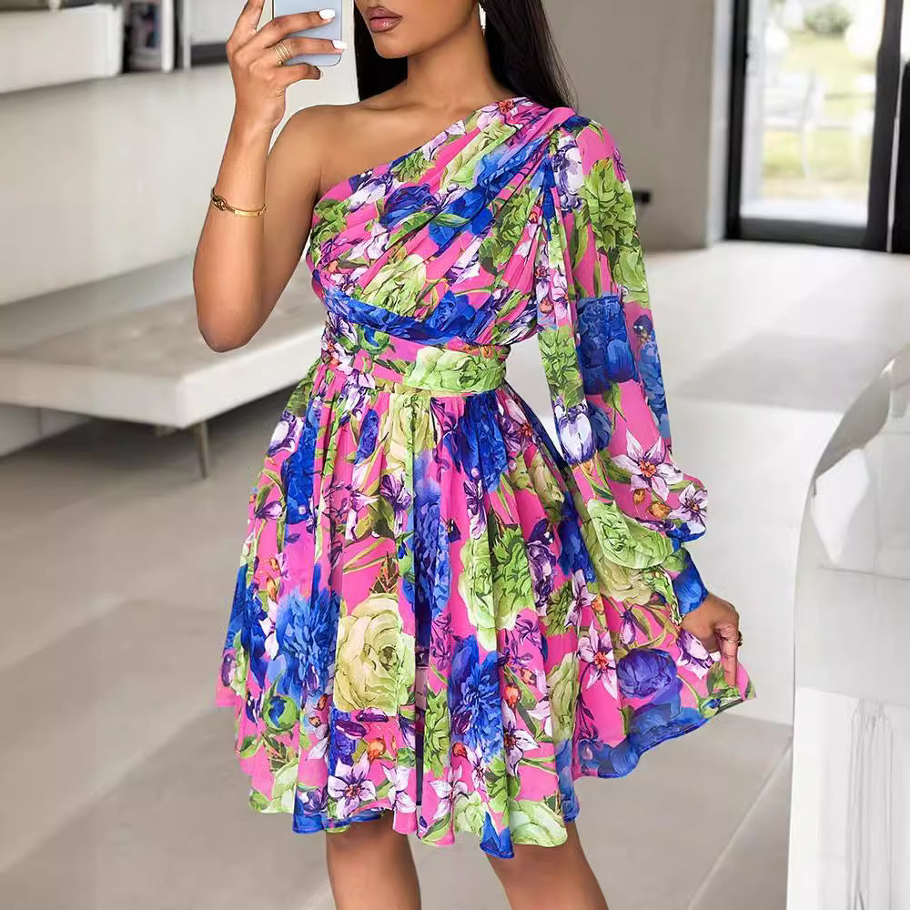 Women Cocktail Dress Flower One Shoulder Lune London