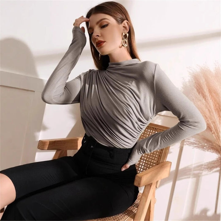 Long sleeve T-shirt for women with an elegant wrap design Lune London