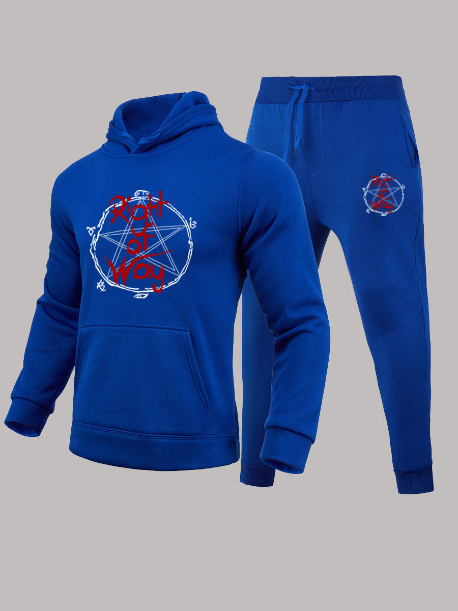 Men's Sports Hoodie and Jogging Pants Set with Unique Graphic Print Lune London