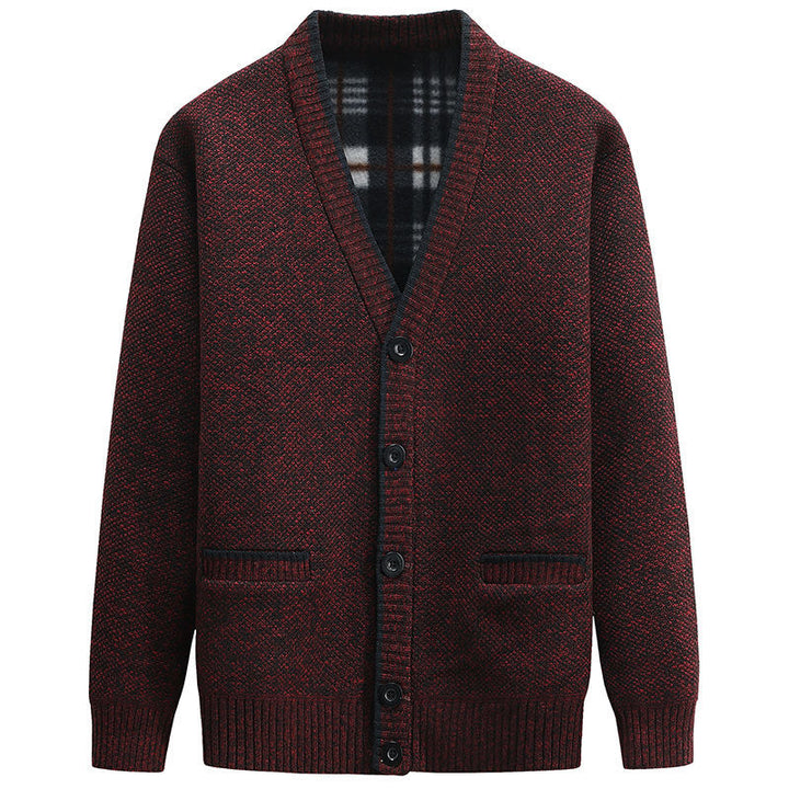Men's cardigan with plaid lining and practical pockets Lune London