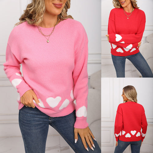 Pull à la mode pour femmes avec design de cœur et matériau doux Chic & Stil
