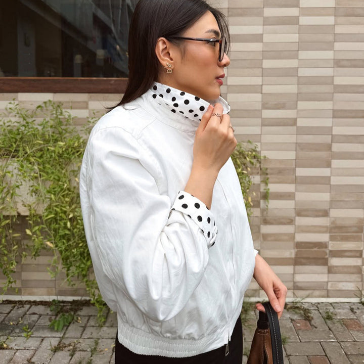 Women's lightweight bomber jacket with stand-up collar and dotted lining Amarae