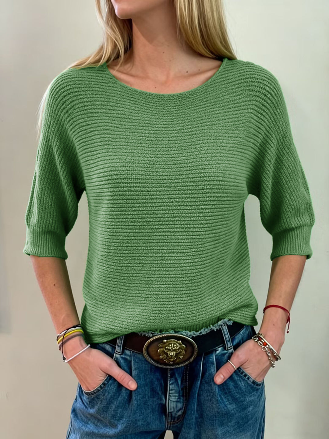 Pull en tricot décontracté pour femmes avec large poignet Chic & Stil