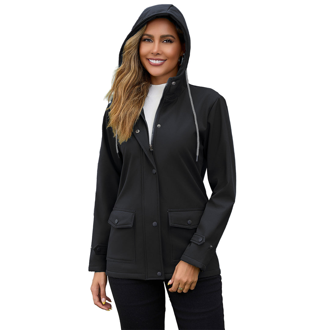 Women waterproof hooded jacket with soft fleece lining Lune London