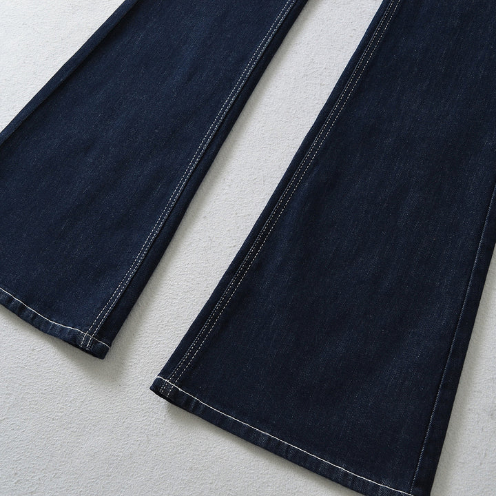 Women Flared Jeans with decorative center seam and contrast stitching Amarae