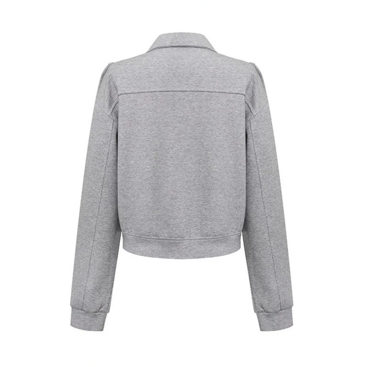 Ladies sweat jacket with decorative drawstring, zipper and shoulder patches Amarae