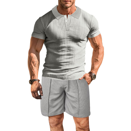 Short sleeve polo shirt for men with a textured design and comfortable shorts Amarae